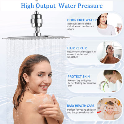 Shower Head Filter For Hard Water With Three Replaceable Cartridges