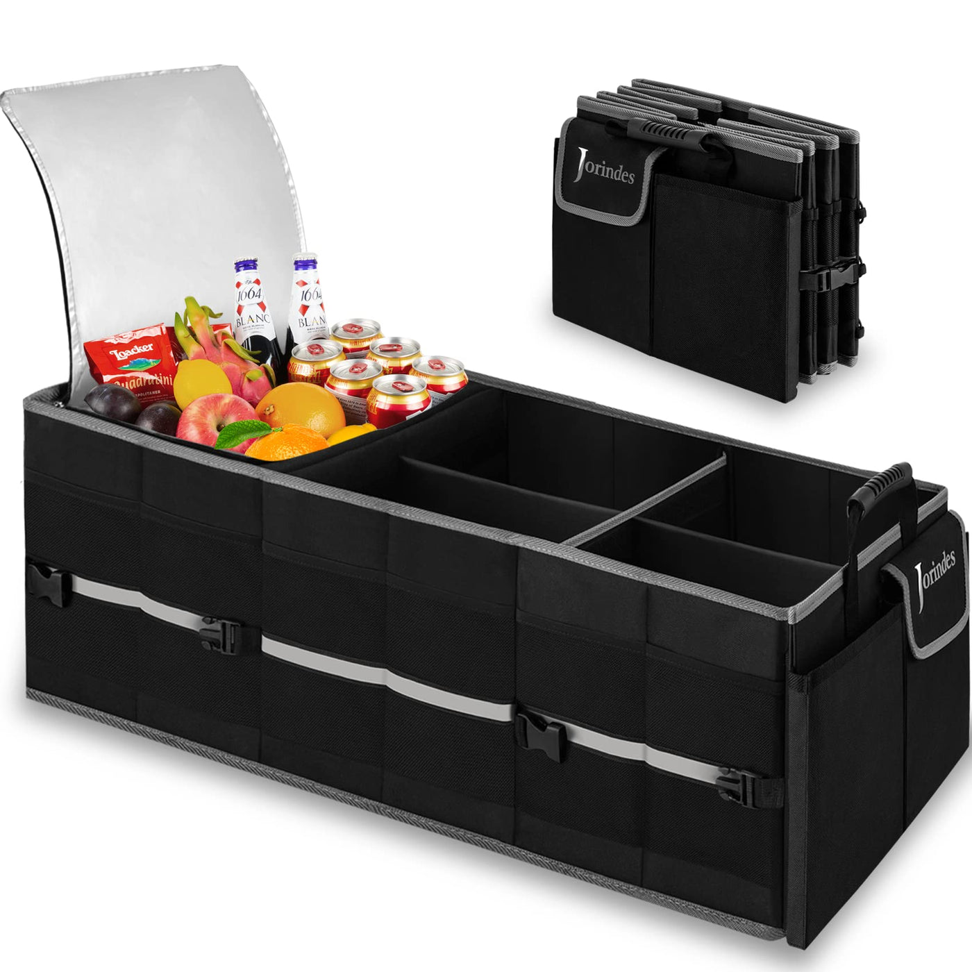 Car Trunk Organizer With Insulated Leak Proof Cooler Bag Collapsible