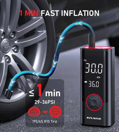 Portable Tire Inflator Cordless Air Compressor 150PSI Dual Power Pump