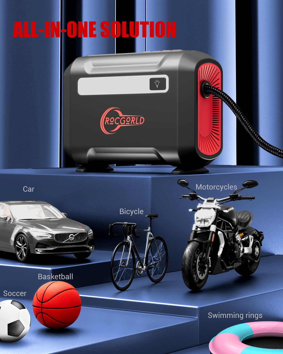 R8 Portable Tire Inflator Air Compressor With Dual Digital Screen