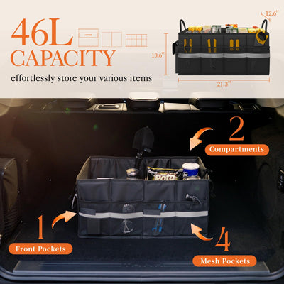 HOTOR Foldable Car Trunk Organizer For SUV Sedan Van Storage
