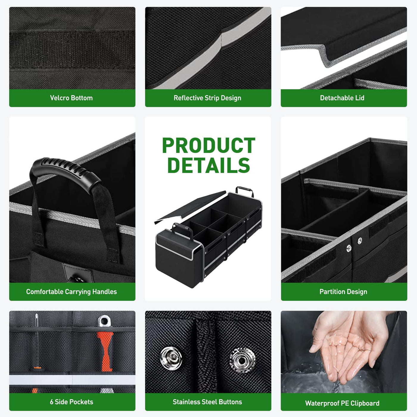 Car Trunk Organizer 115L Heavy Duty Collapsible Storage With Cooler
