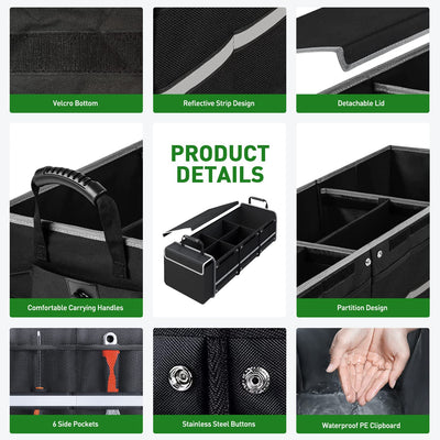 Car Trunk Organizer 115L Heavy Duty Collapsible Storage With Cooler