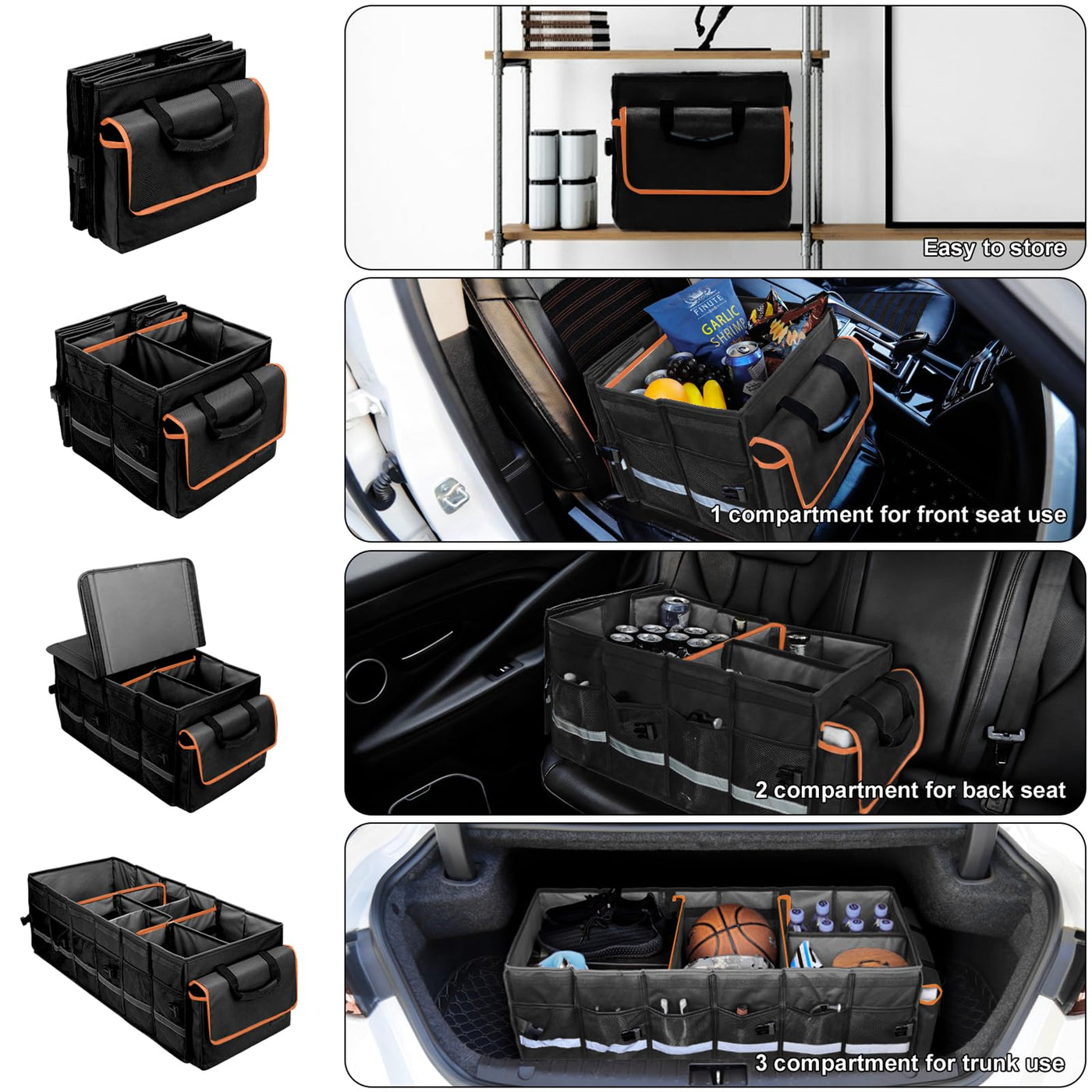 Car Trunk Organizer With Lid Removable Leakproof Cooler And Dividers