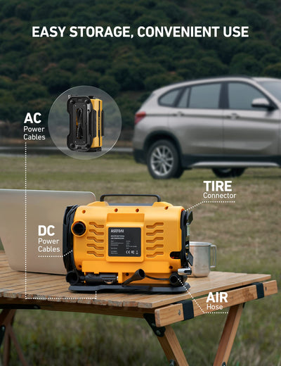AstroAI Portable Tire Inflator Air Compressor Pump 150PSI Dual Motors LED Light
