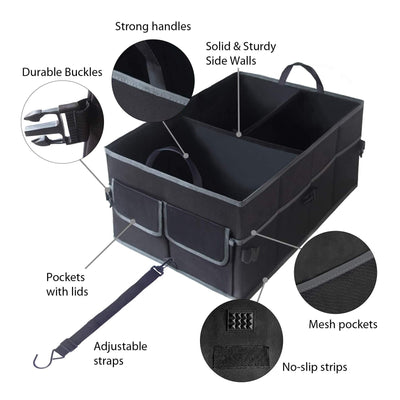 UYYE Auto Trunk Organizer Collapsible Durable Cargo Storage Compartments
