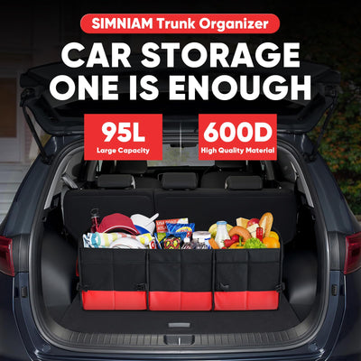 Simniam Large Collapsible Car Trunk Organizer With Multi Compartments