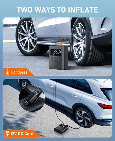 Portable Air Compressor Cordless 150PSI Battery Air Pump With LCD Light