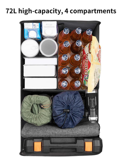 YOHOOLYO Car Trunk Organizer 72L Large Capacity SUV Collapsible Compartments