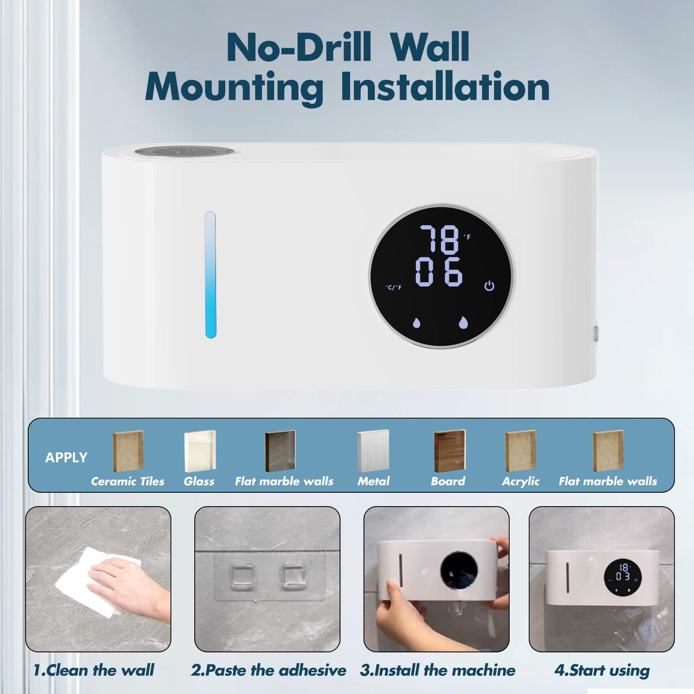 Touchless Soap Dispenser Wall Mounted 500ml Adjustable Waterproof