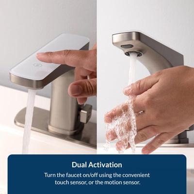 Touchless Bathroom Sink Faucet With Hands Free Touch Activation