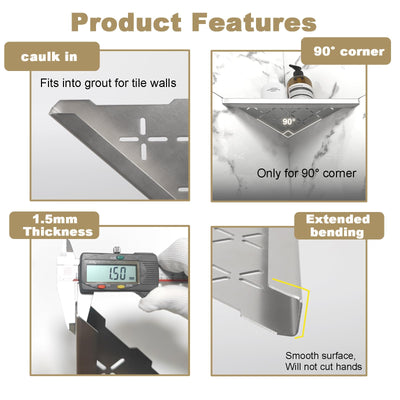 Corner Shower Shelf Recessed Bathroom Tile Wall Organizer Rack