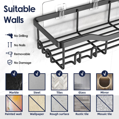 NESOMI Adhesive Shower Caddy Wall Shelf Organizer For Bathroom Storage