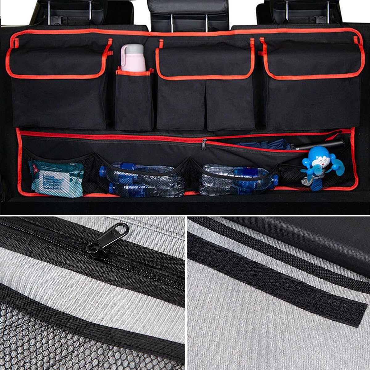 Mandark Car Trunk Organizer With Large Capacity And Elastic Net Storage