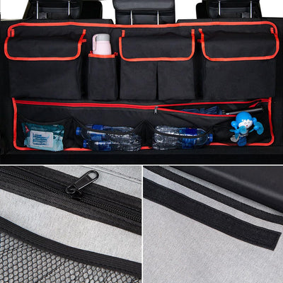 Mandark Car Trunk Organizer With Large Capacity And Elastic Net Storage