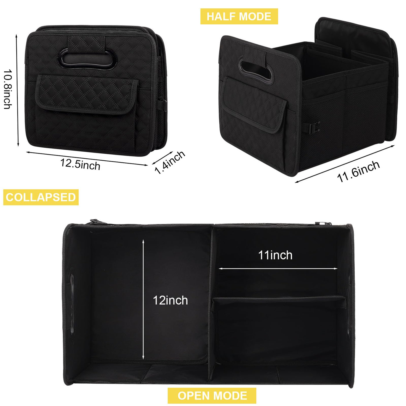 JiatuA Car Trunk Organizer Collapsible Multi Compartment Storage Box For SUV