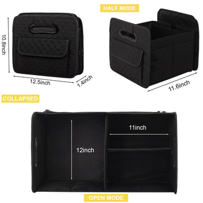 JiatuA Car Trunk Organizer Collapsible Multi Compartment Storage Box For SUV
