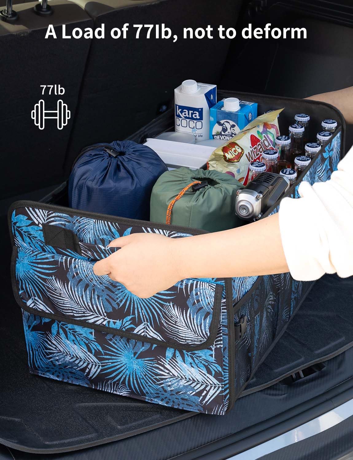 YOHOOLYO Car Trunk Organizer 72L Large Capacity SUV Collapsible Compartments