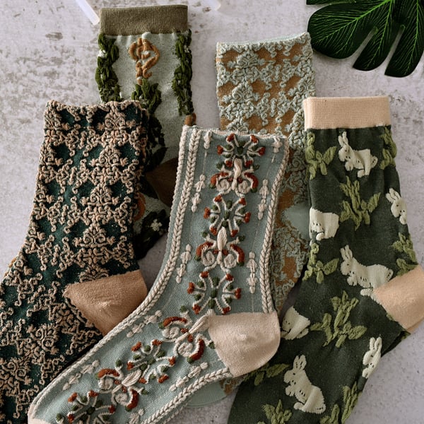 Women's Floral Cotton Socks Set 10 Pairs Comfortable Soft Design