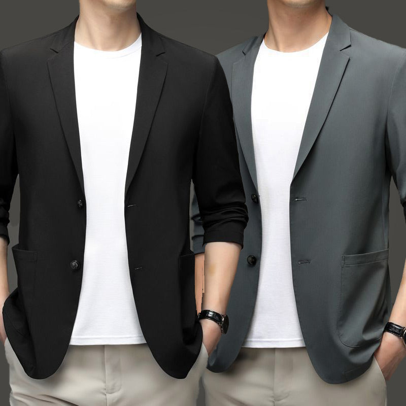 Men's Summer Lightweight Suit Jacket Wrinkle Proof Ice Silk