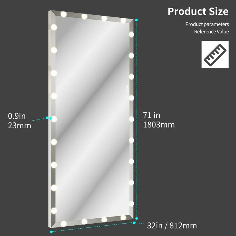 Hollywood Full-body Mirror With Lights Touch Control 3 Color Modes