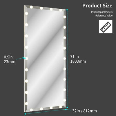 Hollywood Full-body Mirror With Lights Touch Control 3 Color Modes