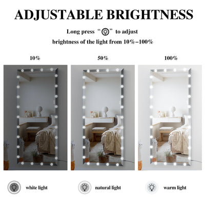 Hollywood Full-body Mirror With Lights Touch Control 3 Color Modes