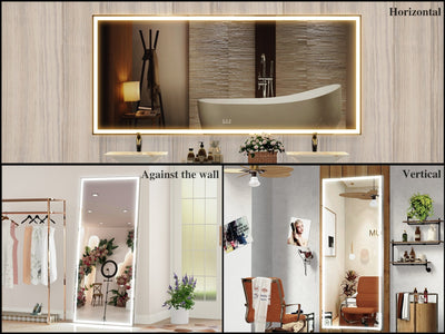 Large LED Bathroom Mirror With 3 Color Modes And Aluminum Frame