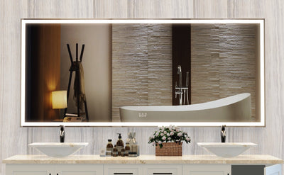Large LED Bathroom Mirror With 3 Color Modes And Aluminum Frame