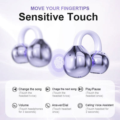 Ear Clip Bluetooth Headphones Wireless Sports Earbuds With Mic