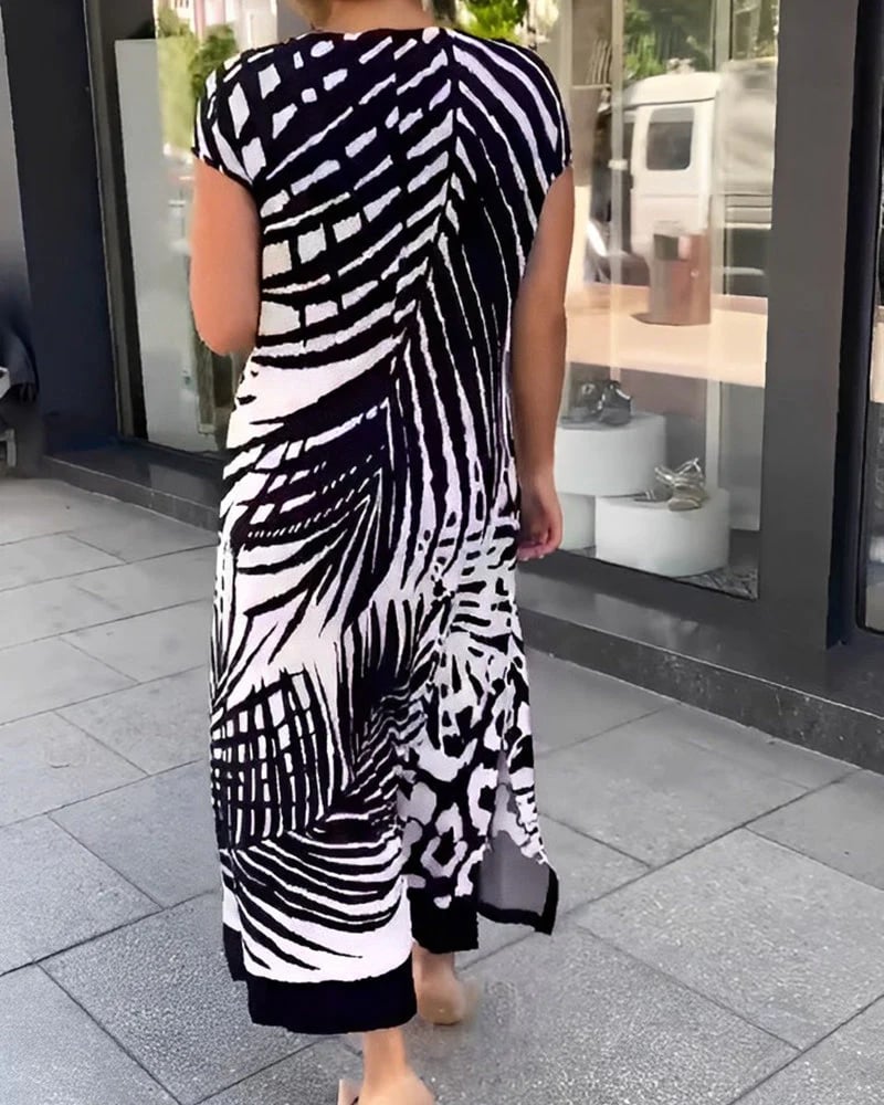 Casual Printed Short Sleeve Dress Stylish Comfortable Summer Wear