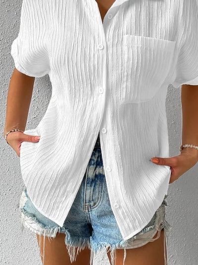 Shirt Collar Blouse Casual Buttoned Loose Fit Stylish Top