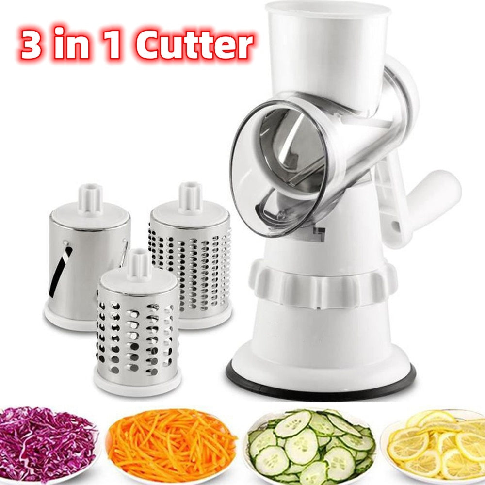 3 In 1 Vegetable Slicer Manual Kitchen Grater Cutter Chopper