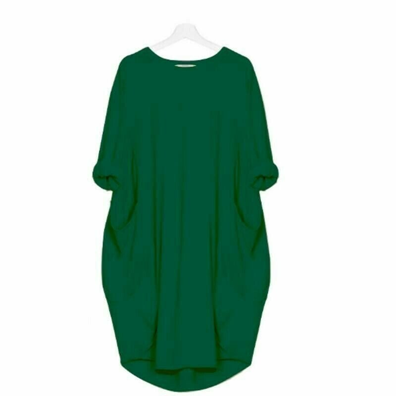 Long Sleeve Casual Loose Pocket Dress Comfortable Everyday Wear