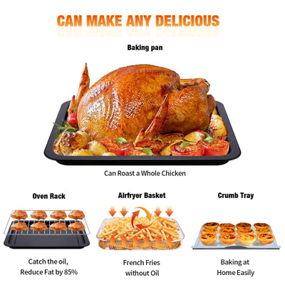 Geek Chef Air Fryer Oven 26QT 6 Slice Extra Large Stainless Steel