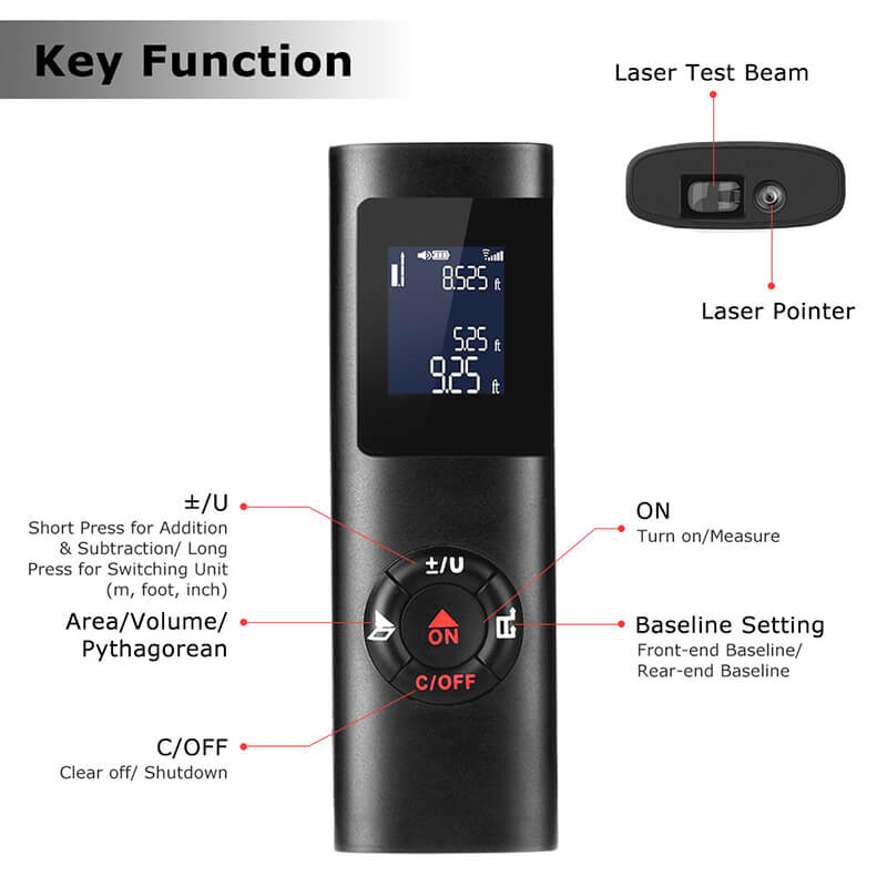 Laser Distance Meter Accurate Measuring Tool For Construction And Home