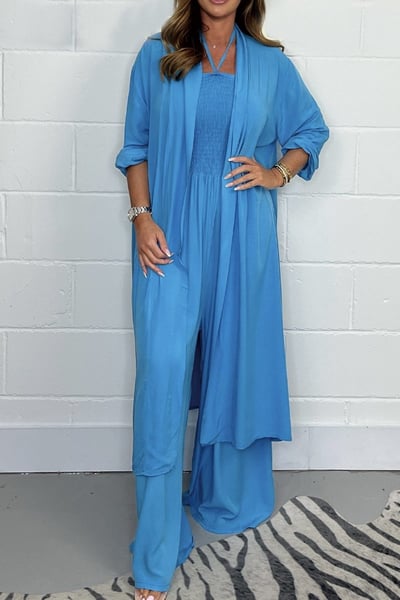 Women's Backless Two-Piece Set Lace-Up Wide Leg Outfit