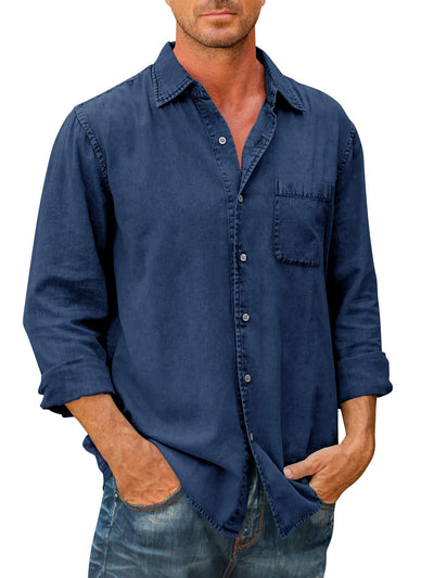 Mens Long Sleeve Button Down Shirt Classic Casual Office Wear