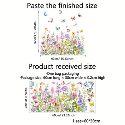 Colorful Floral Window Sticker Bouquet Cut To Size Easily