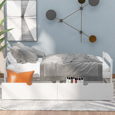 Twin Size Platform Bed With Storage Drawers For Bedroom