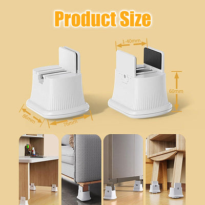 Height Adjustable Furniture Foot Pad With 360 Degree Rotation And Mobility