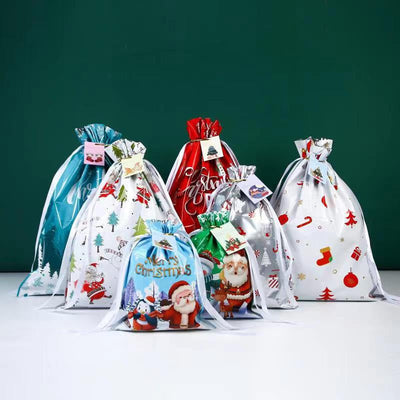 Christmas Drawstring Gift Bag Festive Holiday Present Pouch