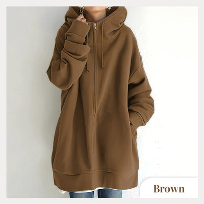 Women's Hooded Sweater Zippered Autumn Winter Warm Pullover