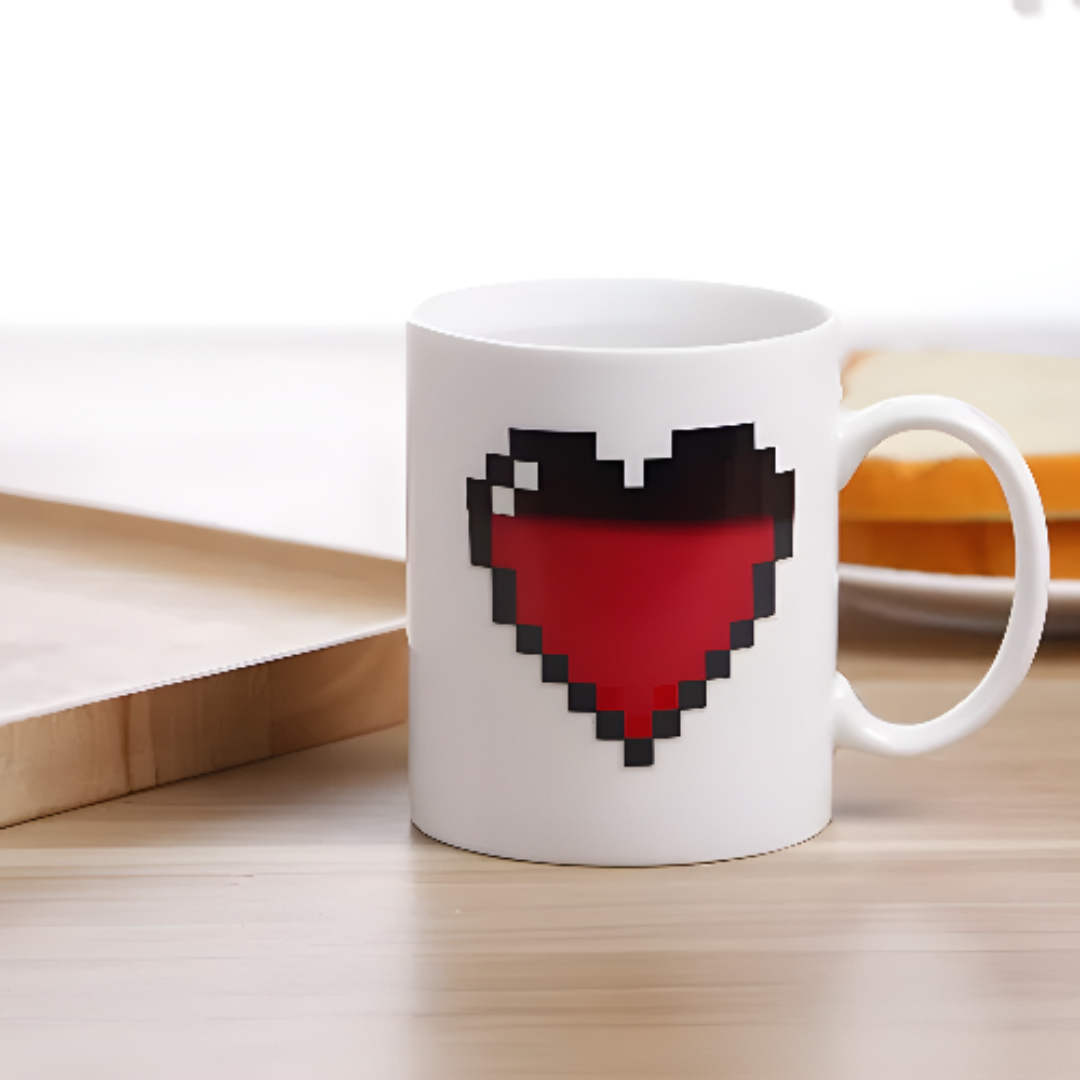 Minecraft Mug Heart Design Ceramic Coffee Cup Gift
