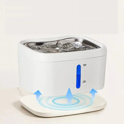 Wireless Cat Water Fountain With Motion Sensor Stainless Steel Tray