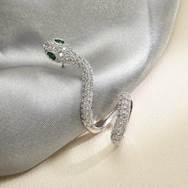 Snake-Shaped Silver Ear Clip Elegant Unique Jewelry Accessory