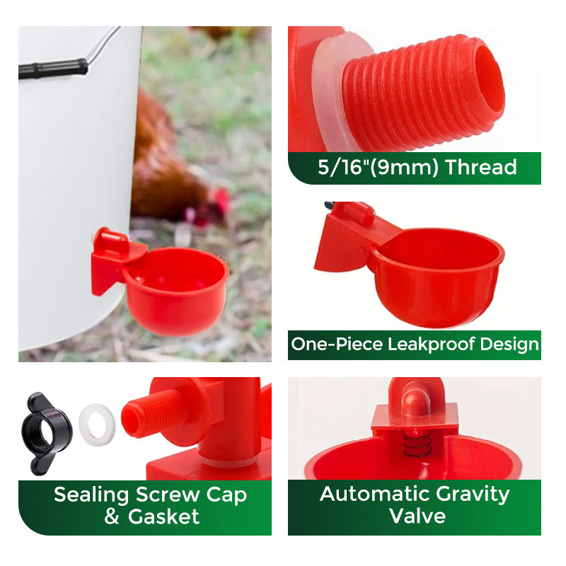 5/16 Inch Thread Automatic Poultry Water Cups Durable Farm Use