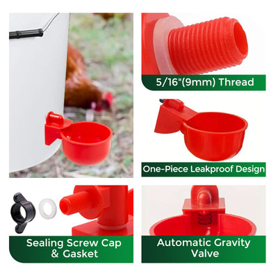 5/16 Inch Thread Automatic Poultry Water Cups Durable Farm Use