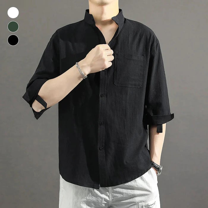 Short Sleeve Linen Men's Shirt Lightweight Summer Casual Top