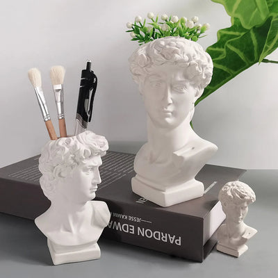 David Statue Vase Resin Decorative Vase And Makeup Brush Holder